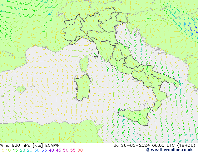 Wind 900 hPa ECMWF Su 26.05.2024 06 UTC