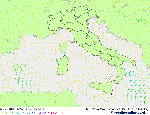 Viento 900 hPa ECMWF lun 27.05.2024 06 UTC