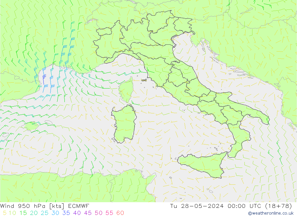 Wind 950 hPa ECMWF Tu 28.05.2024 00 UTC