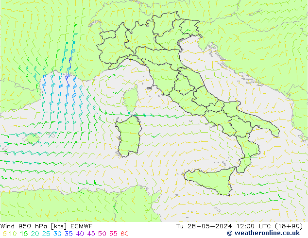 Vento 950 hPa ECMWF Ter 28.05.2024 12 UTC