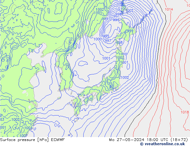 Luchtdruk (Grond) ECMWF ma 27.05.2024 18 UTC