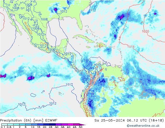 Z500/Rain (+SLP)/Z850 ECMWF Sa 25.05.2024 12 UTC