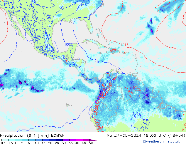 Z500/Rain (+SLP)/Z850 ECMWF lun 27.05.2024 00 UTC