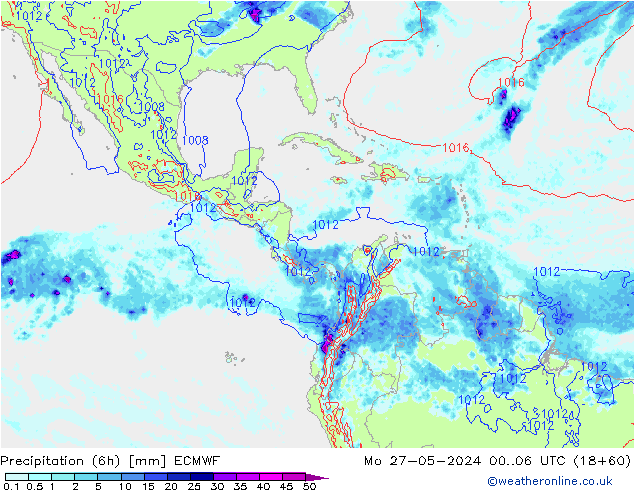 Z500/Rain (+SLP)/Z850 ECMWF Seg 27.05.2024 06 UTC