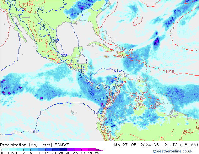 Z500/Rain (+SLP)/Z850 ECMWF lun 27.05.2024 12 UTC