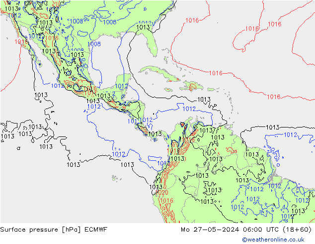 pressão do solo ECMWF Seg 27.05.2024 06 UTC