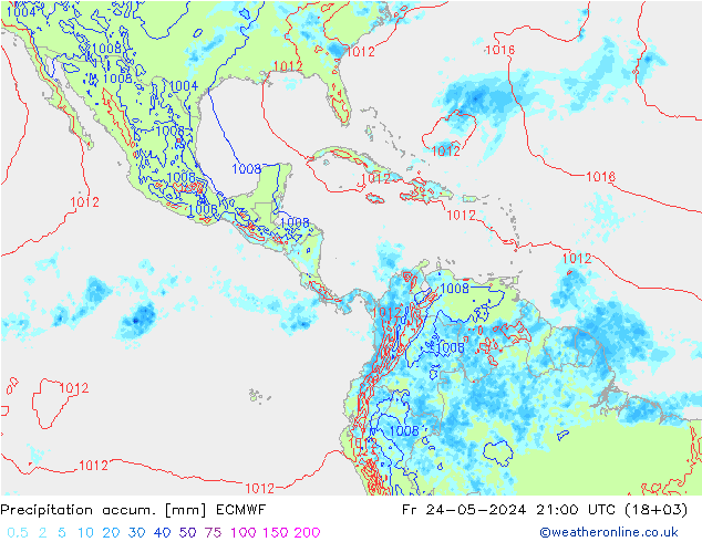 Precipitation accum. ECMWF Fr 24.05.2024 21 UTC