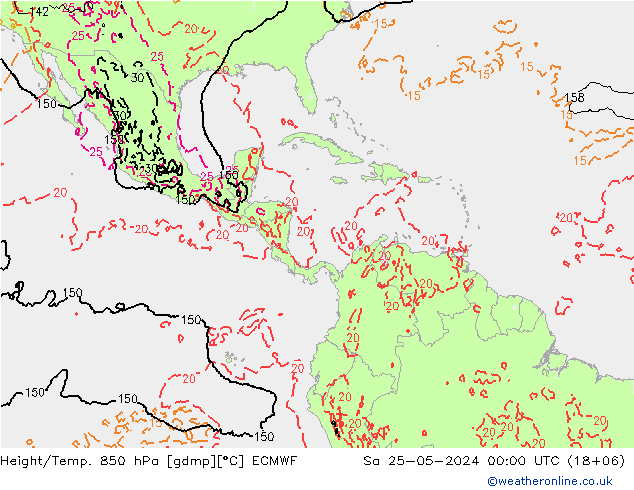 Z500/Rain (+SLP)/Z850 ECMWF Sáb 25.05.2024 00 UTC