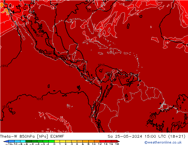 Theta-W 850hPa ECMWF sab 25.05.2024 15 UTC