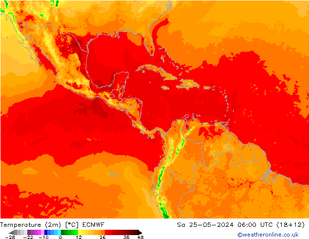 Temperature (2m) ECMWF Sa 25.05.2024 06 UTC