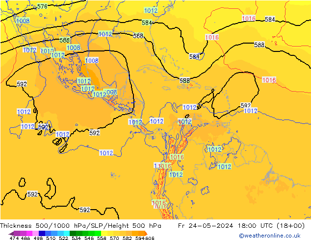 Dikte 500-1000hPa ECMWF vr 24.05.2024 18 UTC