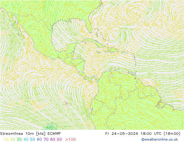 Streamlines 10m ECMWF Fr 24.05.2024 18 UTC