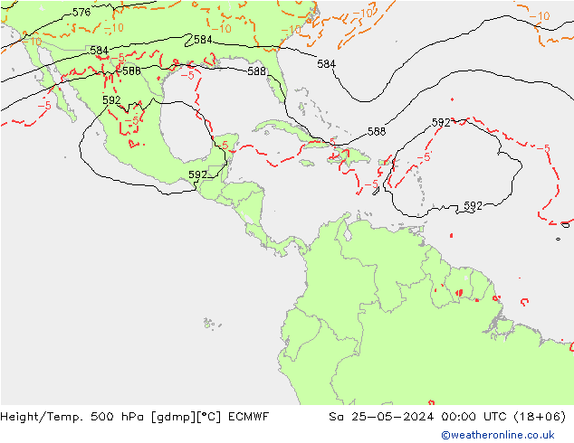 Z500/Rain (+SLP)/Z850 ECMWF Sáb 25.05.2024 00 UTC