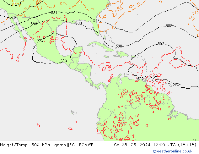 Z500/Rain (+SLP)/Z850 ECMWF Sa 25.05.2024 12 UTC