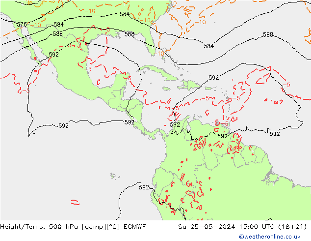 Height/Temp. 500 hPa ECMWF So 25.05.2024 15 UTC