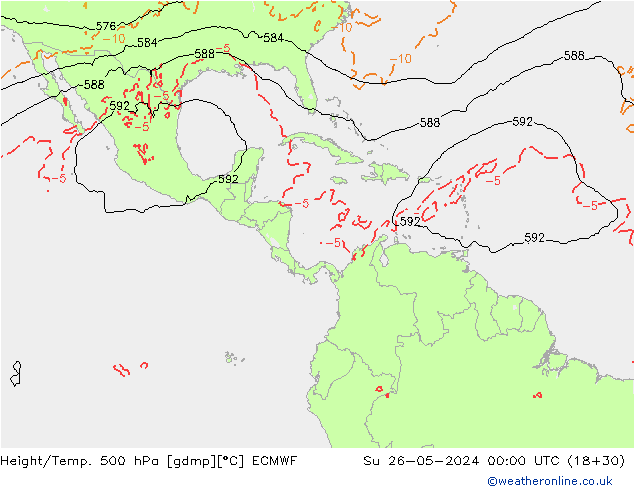 Z500/Rain (+SLP)/Z850 ECMWF  26.05.2024 00 UTC