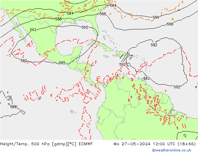 Z500/Rain (+SLP)/Z850 ECMWF lun 27.05.2024 12 UTC