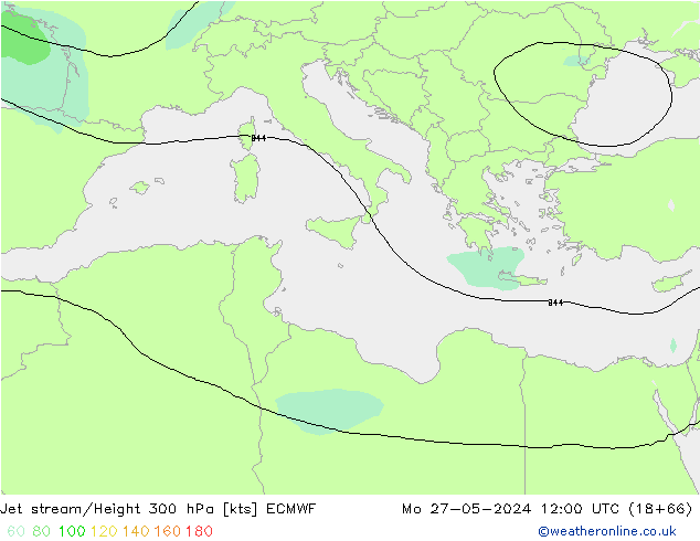 Jet stream/Height 300 hPa ECMWF Mo 27.05.2024 12 UTC