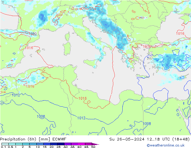 Z500/Rain (+SLP)/Z850 ECMWF Вс 26.05.2024 18 UTC