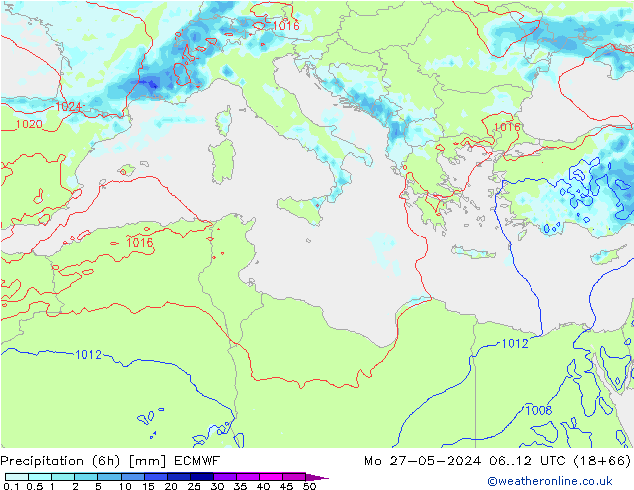 Z500/Rain (+SLP)/Z850 ECMWF Mo 27.05.2024 12 UTC