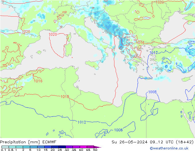 Precipitation ECMWF Su 26.05.2024 12 UTC