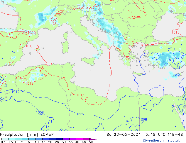 Niederschlag ECMWF So 26.05.2024 18 UTC