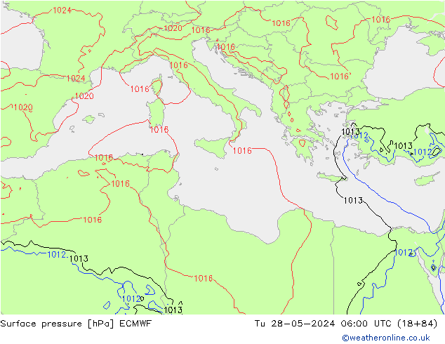 Surface pressure ECMWF Tu 28.05.2024 06 UTC