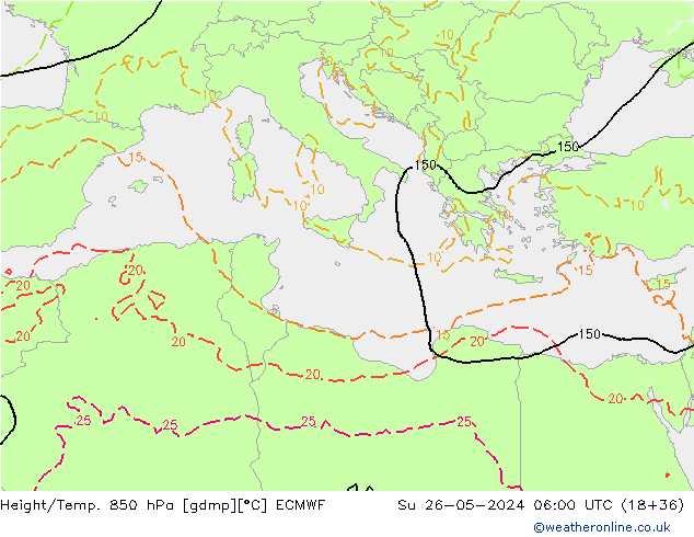 Z500/Rain (+SLP)/Z850 ECMWF Вс 26.05.2024 06 UTC