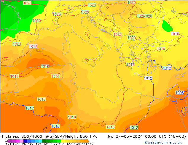 Thck 850-1000 hPa ECMWF Mo 27.05.2024 06 UTC