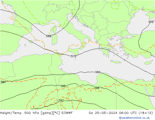 Height/Temp. 500 hPa ECMWF So 25.05.2024 06 UTC