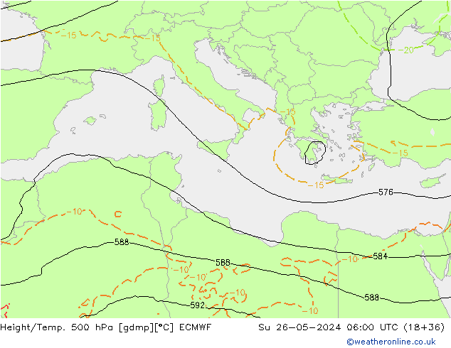 Z500/Rain (+SLP)/Z850 ECMWF Вс 26.05.2024 06 UTC