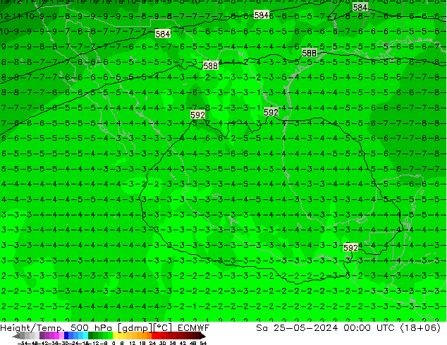 Z500/Rain (+SLP)/Z850 ECMWF sab 25.05.2024 00 UTC