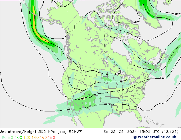 Jet stream/Height 300 hPa ECMWF Sa 25.05.2024 15 UTC