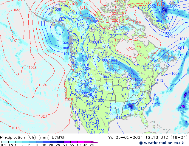 Z500/Rain (+SLP)/Z850 ECMWF Sa 25.05.2024 18 UTC