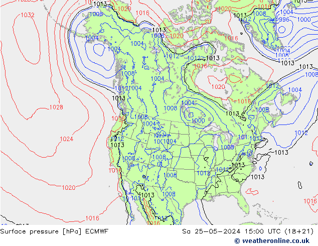 Pressione al suolo ECMWF sab 25.05.2024 15 UTC