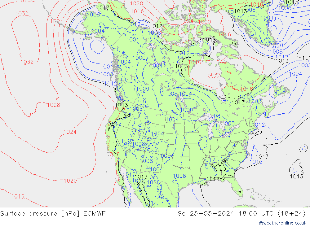 Surface pressure ECMWF Sa 25.05.2024 18 UTC