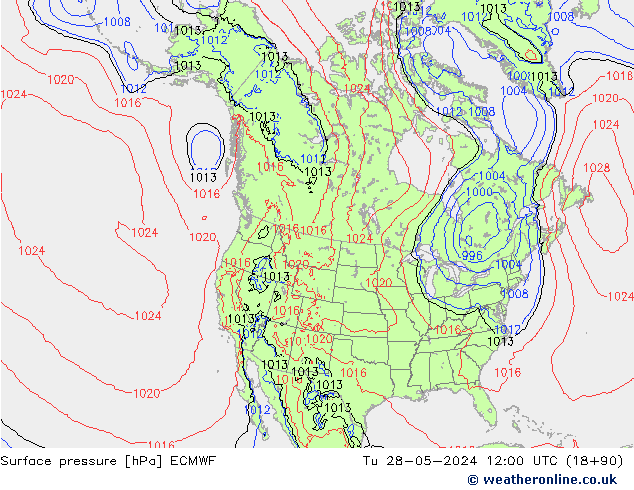 Surface pressure ECMWF Tu 28.05.2024 12 UTC