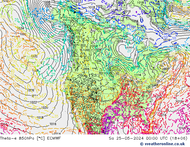 Theta-e 850hPa ECMWF Sa 25.05.2024 00 UTC