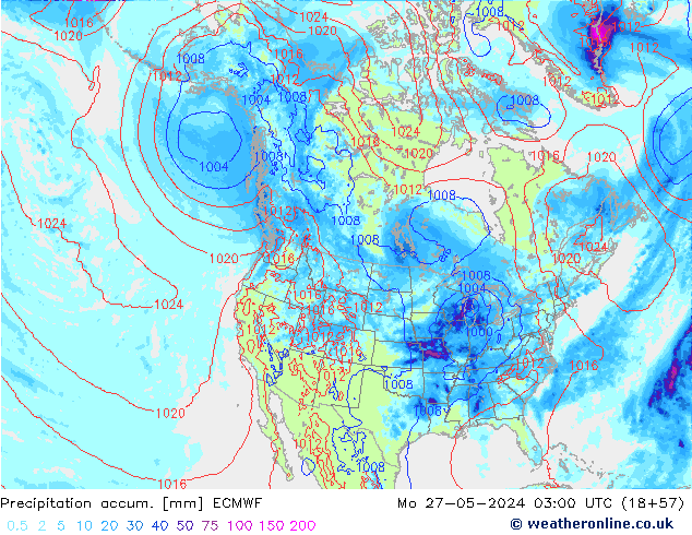 Toplam Yağış ECMWF Pzt 27.05.2024 03 UTC