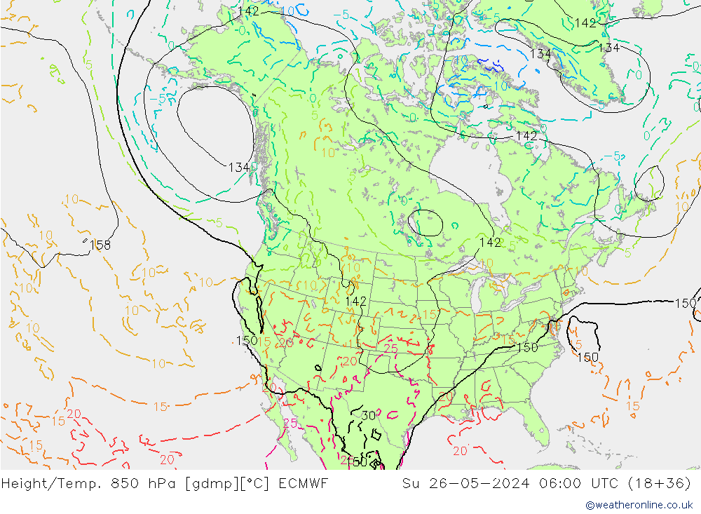 Z500/Rain (+SLP)/Z850 ECMWF dom 26.05.2024 06 UTC