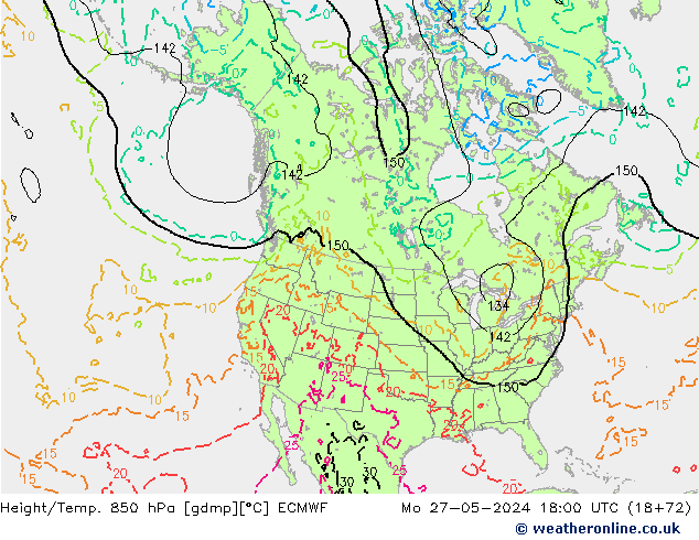 Z500/Rain (+SLP)/Z850 ECMWF  27.05.2024 18 UTC