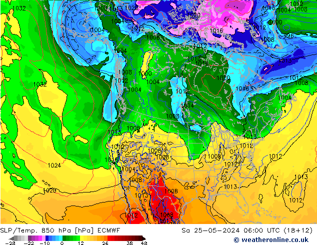 SLP/Temp. 850 hPa ECMWF So 25.05.2024 06 UTC