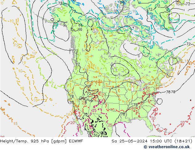 Géop./Temp. 925 hPa ECMWF sam 25.05.2024 15 UTC