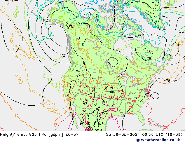 Height/Temp. 925 hPa ECMWF Su 26.05.2024 09 UTC