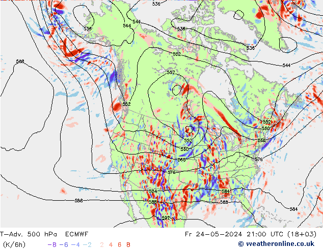 T-Adv. 500 hPa ECMWF Fr 24.05.2024 21 UTC