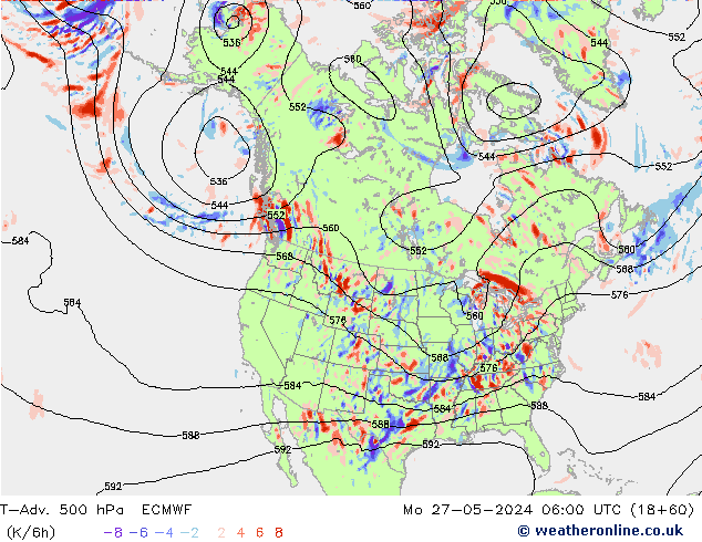 T-Adv. 500 hPa ECMWF Po 27.05.2024 06 UTC