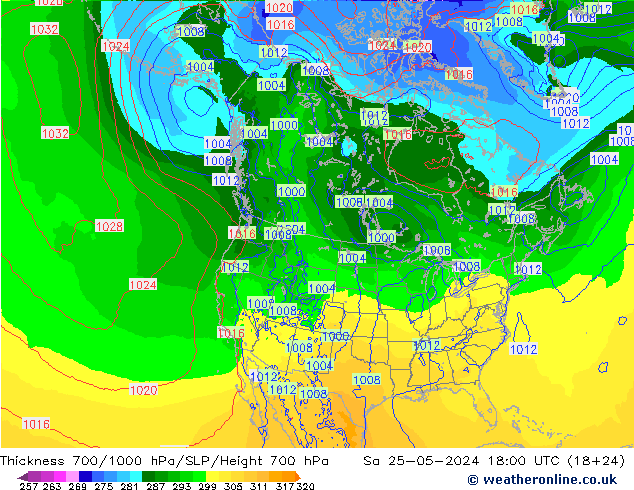 Schichtdicke 700-1000 hPa ECMWF Sa 25.05.2024 18 UTC