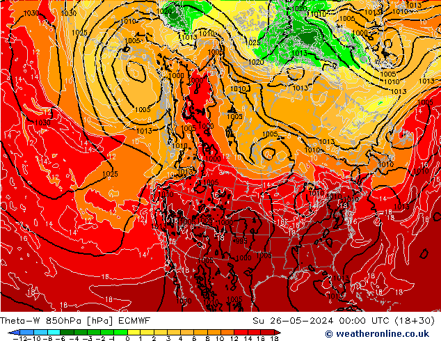 Theta-W 850hPa ECMWF dom 26.05.2024 00 UTC