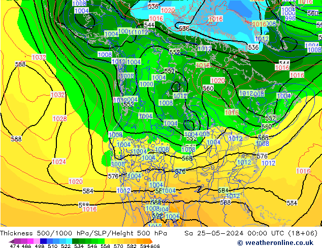 Dikte 500-1000hPa ECMWF za 25.05.2024 00 UTC