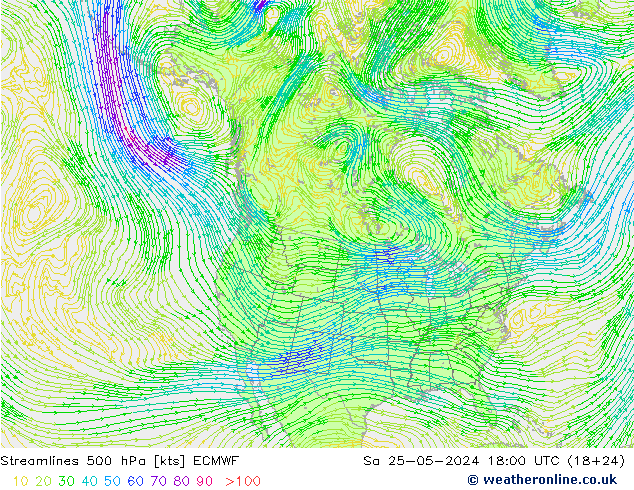 Línea de corriente 500 hPa ECMWF sáb 25.05.2024 18 UTC